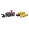 Bruder Case IH Optum 300 CVX homlokrakodóval, utánfutóval és hengerbálákkal (03198)