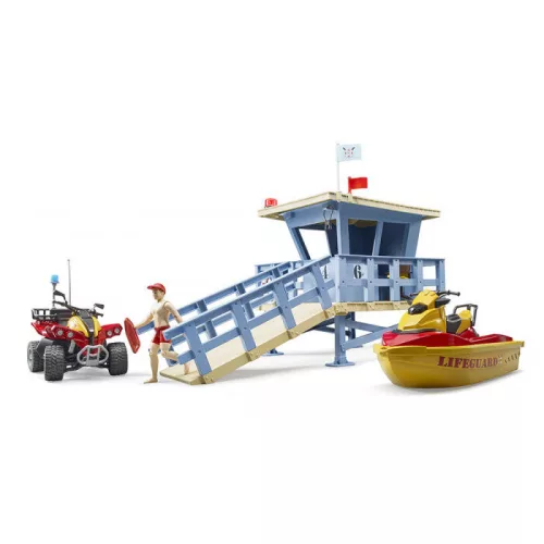 Bruder bworld Mentőállomás Quaddal és Jetskivel (62780)