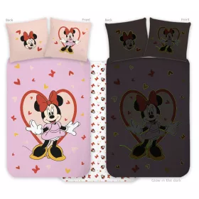   Disney Minnie Heart sötétben világító gyerek, ovis ágyneműhuzat 100x135cm, 40x60cm