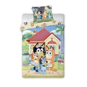   Bluey Family Home gyerek, ovis ágyneműhuzat 100×135cm, 40×60 cm