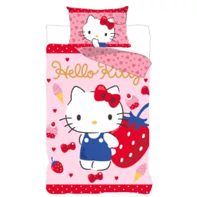 Hello Kitty Strawberry ágyneműhuzat 140×200cm, 70×90 cm