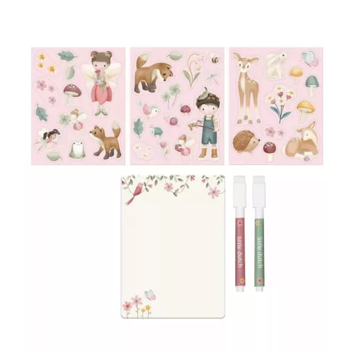 Little Dutch Mágneses Rajzoló Készlet Letörölhető Filccel – Rosa Fairy Garden 2 az 1-ben Játék