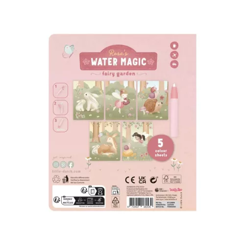 Little Dutch Magikus Vízzel Színező Füzet Tollal – Rosa Fairy Garden Újrahasználható Kifestő