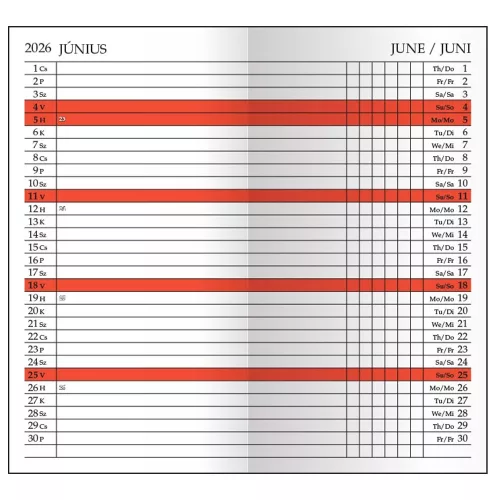 Zsebnaptár leporellós REALSYSTEM álló fehér lapos bordó 2026.