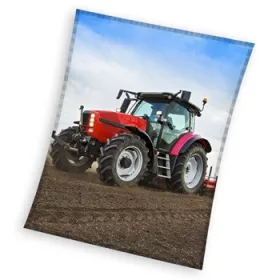 Traktor Red coral fleece polár takaró 130x160cm