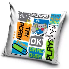 Gamer Try Again párna, díszpárna 40 x 40 cm