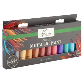 Színes Nassau Metallic akrilfesték szett 12 db-os