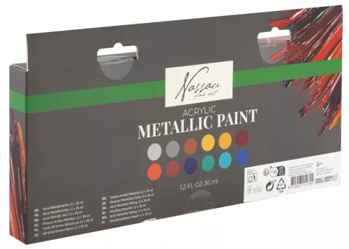 Színes Nassau Metallic akrilfesték szett 12 db-os