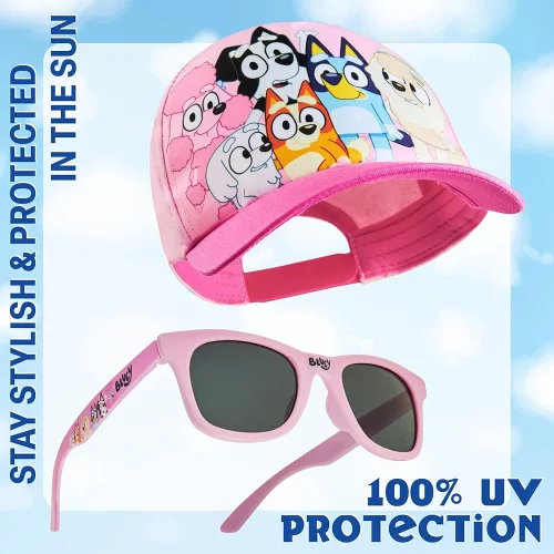 Bluey Pink Team napszemüveg és baseball sapka szett