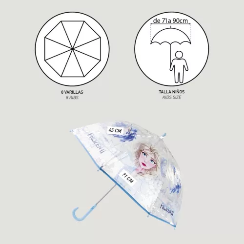 Disney Jégvarázs Ice Queen gyerek átlátszó esernyő Ø71 cm