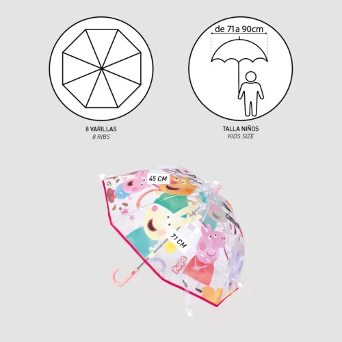 Peppa malac Buddies gyerek átlátszó esernyő Ø71 cm