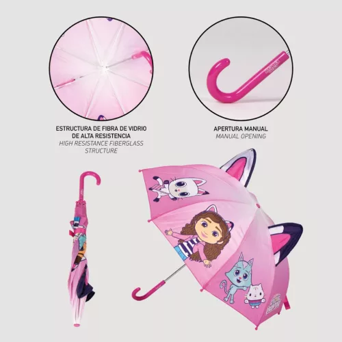 Gabi babaháza Pink gyerek esernyő füllel Ø71 cm