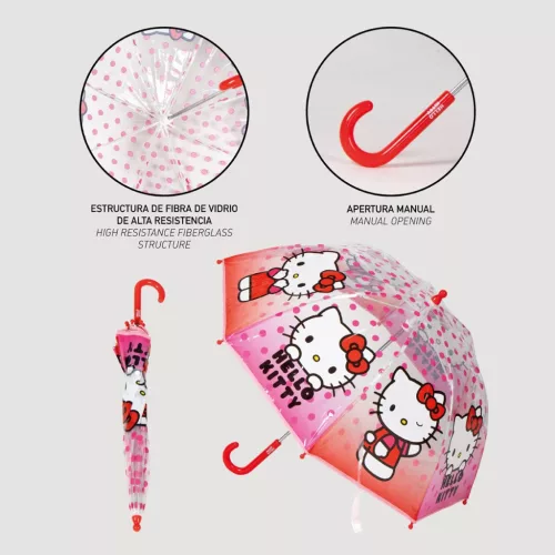 Hello Kitty Dots gyerek átlátszó esernyő Ø71 cm