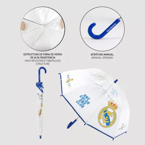 Real Madrid One Color gyerek átlátszó esernyő Ø71 cm