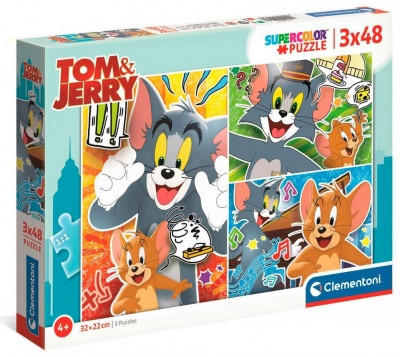 Clementoni 3x48 db-os SuperColor puzzle - Tom és Jerry  25265