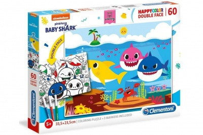 Clementoni 26093  60 db dupla színezhető puzzle Baby Shark