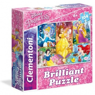Clementoni 104 db-os SuperColor Ragyogó puzzle - Disney Princess 95970