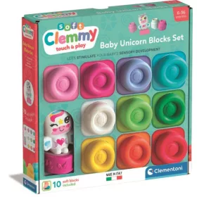   Clementoni Színes Clemmy Unicorn puha építőkocka szett 10 db-os figurával