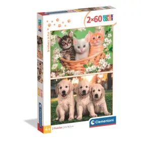 Clementoni Állatos Brothers in Fur 2x60 db-os puzzle