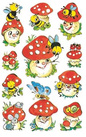 Matrica, papír, 3 ív, 76x120 mm, AVERY ZWECKFORM, "Z-Design No.4304", gombák