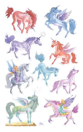 Matrica, papír, 1 ív, 76x120 mm, AVERY ZWECKFORM, "Z-Design No.53148", unikornisok