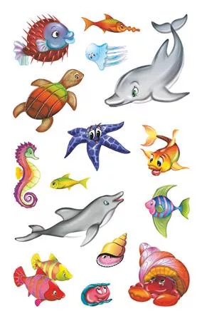 Matrica, papír, 2 ív, 76x120 mm, AVERY ZWECKFORM, "Z-Design No.53707", csillogó tengeri állatok