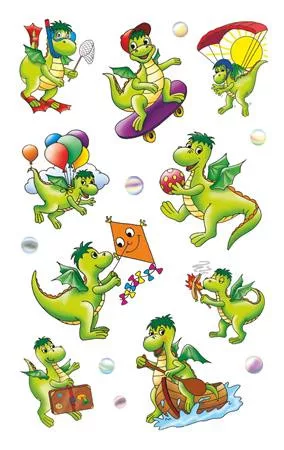 Matrica, papír,  3 ív, 76x120 mm,  AVERY ZWECKFORM, "Z-Design No.54043", sárkányok