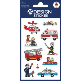   Matrica, papír,  3 ív, 76x120 mm, AVERY ZWECKFORM, "Z-Design No.54137", mentősök, rendőrök, tűzoltók