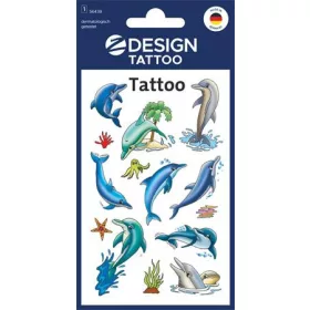   Matrica, tetoválás, 1 ív, 76x120 mm, AVERY ZWECKFORM, "Z-Design No.56439", delfinek tengeri csillagokkal