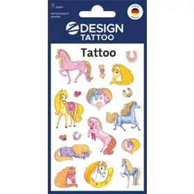   Matrica, tetoválás, 1 ív, 76x120 mm, AVERY ZWECKFORM, "Z-Design No.56681", csillámos lovak