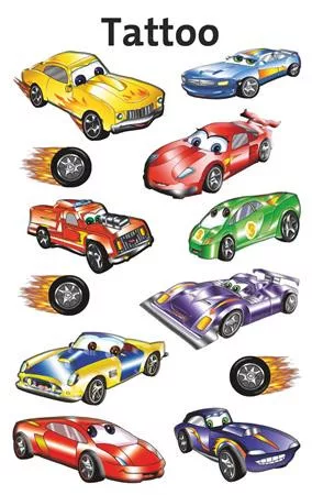 Matrica, tetoválás, 1 ív, 76x120 mm, AVERY ZWECKFORM, "Z-Design No.56685", autók