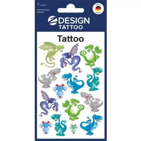   Matrica, tetoválás, 1 ív, 76x120 mm, AVERY ZWECKFORM, "Z-Design No.56751", sárkányok