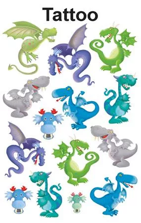 Matrica, tetoválás, 1 ív, 76x120 mm, AVERY ZWECKFORM, "Z-Design No.56751", sárkányok