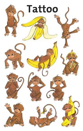 Matrica, tetoválás, 1 ív, 76x120 mm, AVERY ZWECKFORM, "Z-Design No.56766", majom