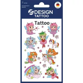   Matrica, tetoválás, 1 ív, 76x120 mm, AVERY ZWECKFORM, "Z-Design No.56768",  tündérlányok és unikornisok
