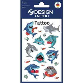   Matrica, tetoválás, 1 ív, 76x120 mm, AVERY ZWECKFORM, "Z-Design No.56770",  cápák