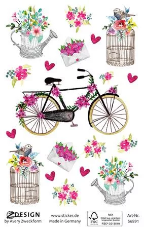 Matrica, papír, 3 ív, 76x120 mm, AVERY ZWECKFORM, "Z-Design No.56891", virágok