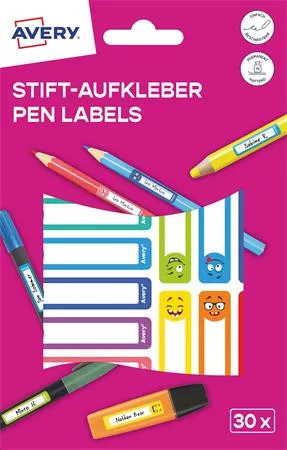 Etikett, tollcímke, 50x10 mm, kézzel írható, AVERY ZWECKFORM, vicces-színes, 30 etikett/csomag