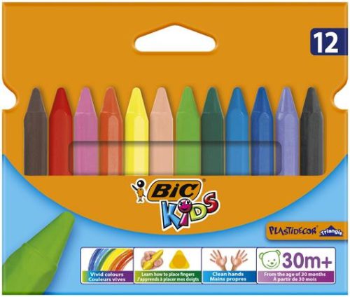 Zsírkréta, BIC KIDS "PlastiDecor Triangle", 12 különböző szín