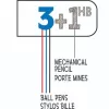 Golyóstoll, háromszínű, nyomósirónnal egyben, BIC "4 Colours" + grafitbél