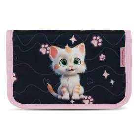   Tolltartó, klapnis, cipzáras, BELMIL "Cute Kitten", fekete-rózsaszín, cica