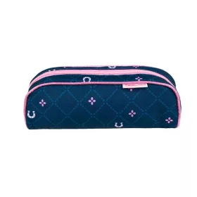   Tolltartó, henger alakú, cipzáras, BELMIL "Meet your Horses", kék, lovak