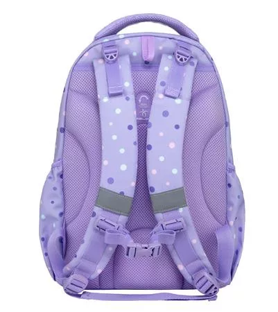 Iskolatáska, cipzáras, BELMIL "Maxi Pack Purple Dots", lila pöttyös