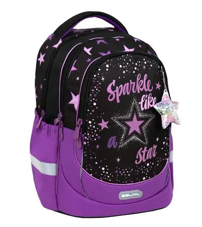 Iskolatáska, cipzáras, BELMIL "Leisure Plus Sparkle like a Star", csillagok