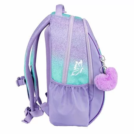 Iskolatáska, cipzáras, laptoptartóval, BELMIL "Companion Serenity", lila, pillangó