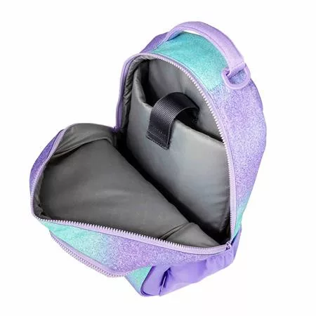 Iskolatáska, cipzáras, laptoptartóval, BELMIL "Companion Serenity", lila, pillangó