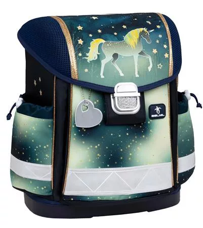 Iskolatáska, fémcsat, BELMIL "Classy Sparkling Unicorn", unikornis