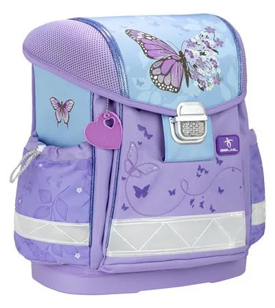 Iskolatáska, fémcsat, BELMIL "Classy Purple Blue Butterfly", pillangó