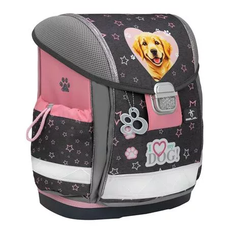 Iskolatáska, fémcsat, BELMIL "Classy Starry Paws", kutya, golden retriever