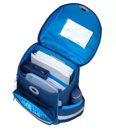 Iskolatáska, mágneszárral, BELMIL "Compact Racing Blue Neon", versenyautó